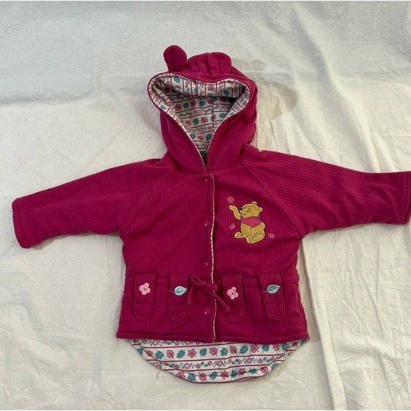 Pooh Girl's Hoodie Casual Pink Logo Buttons Pockets Long Sleeve Size 6-12M - Picture 1 of 4